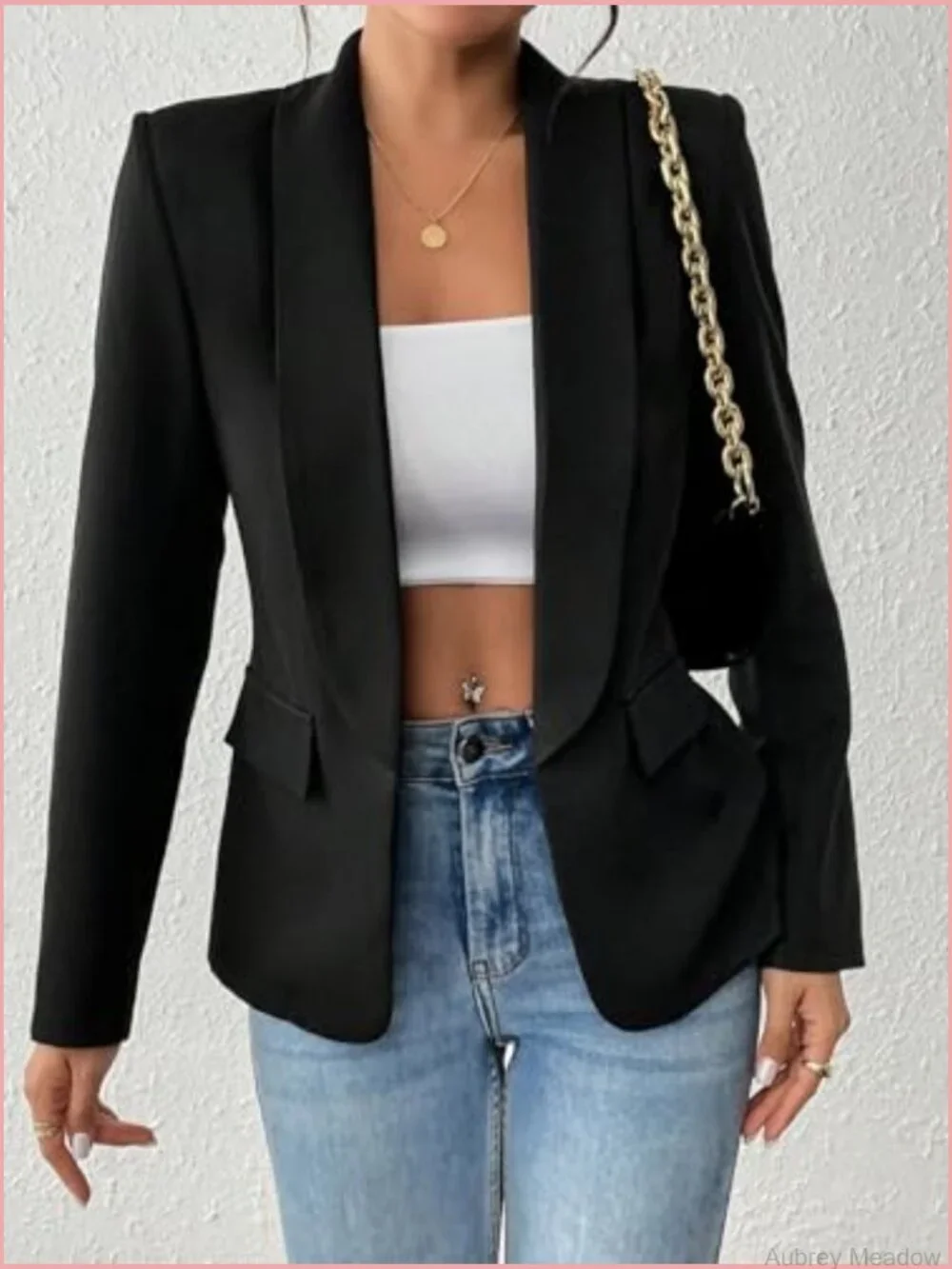 Shawl Collar Blazer Long Sleeve Open Front Slim Fit Work Office Jacket